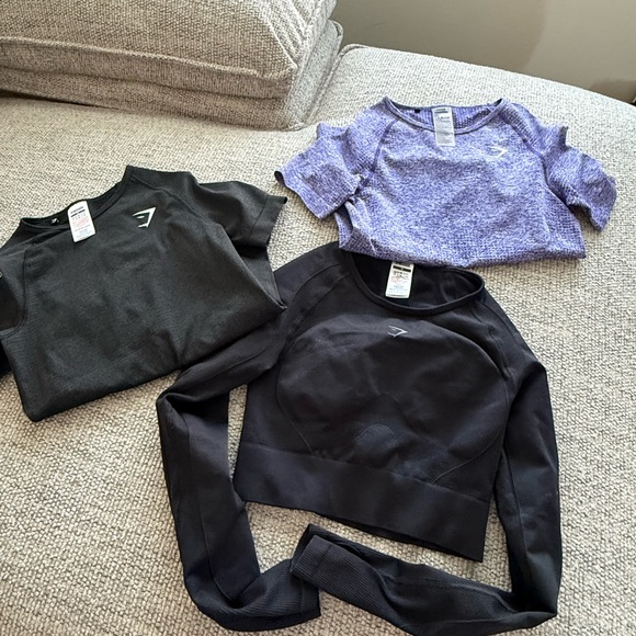Gymshark Tops - Gymshark Black and Purple Short Sleeve Tops
